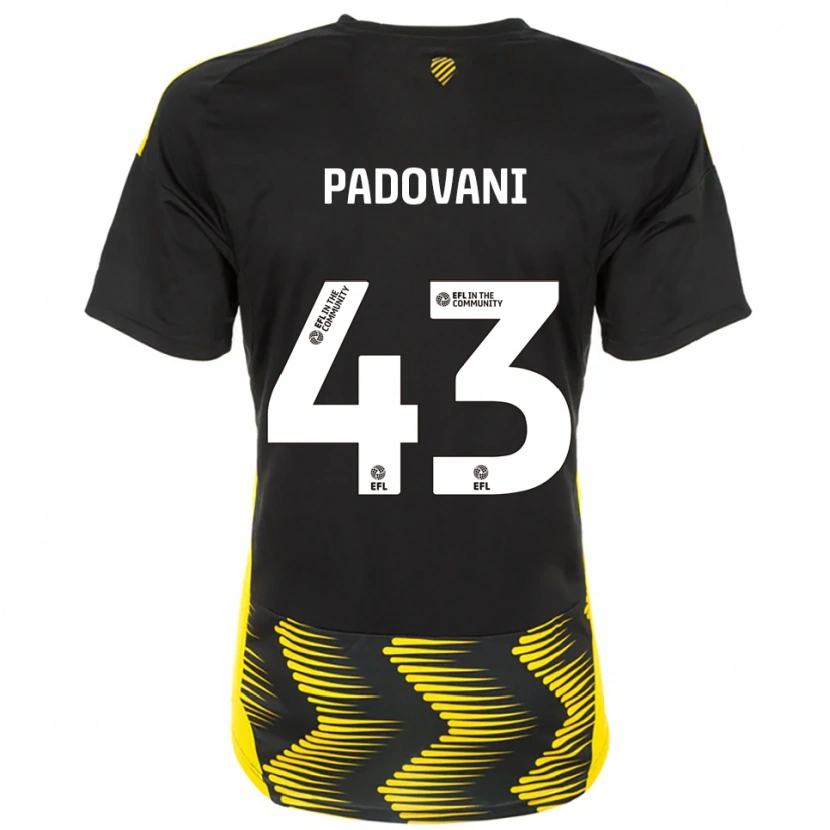 Danxen Kinder Bruno Padovani #43 Schwarz Gelb Auswärtstrikot Trikot 2025/26 T-Shirt