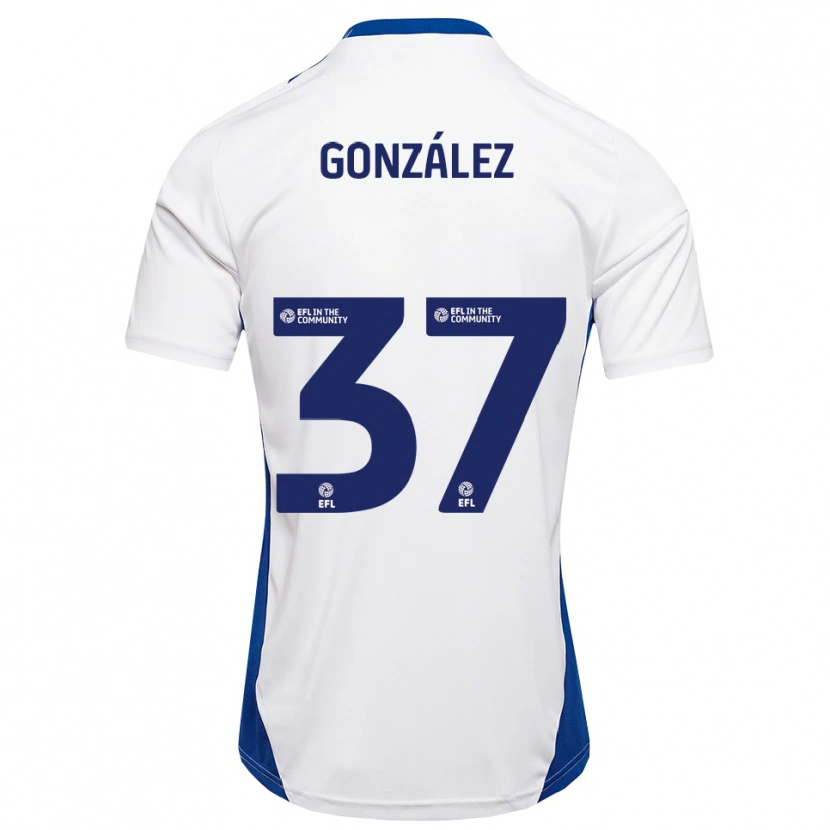 Danxen Kinder Dani González #37 Weiß Blau Auswärtstrikot Trikot 2025/26 T-Shirt