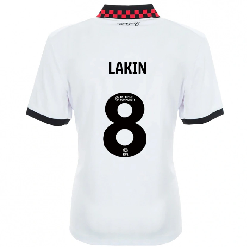 Danxen Kinder Charlie Lakin #8 Weiß Schwarz Auswärtstrikot Trikot 2025/26 T-Shirt