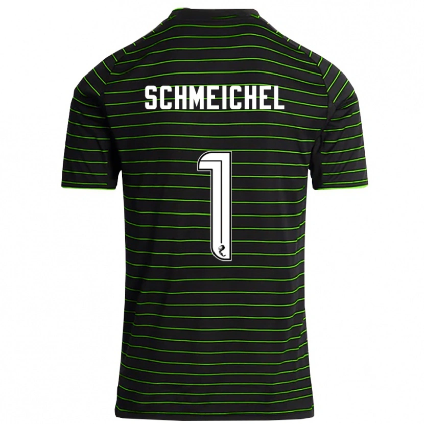 Danxen Kinder Kasper Schmeichel #1 Schwarz Grün Auswärtstrikot Trikot 2025/26 T-Shirt