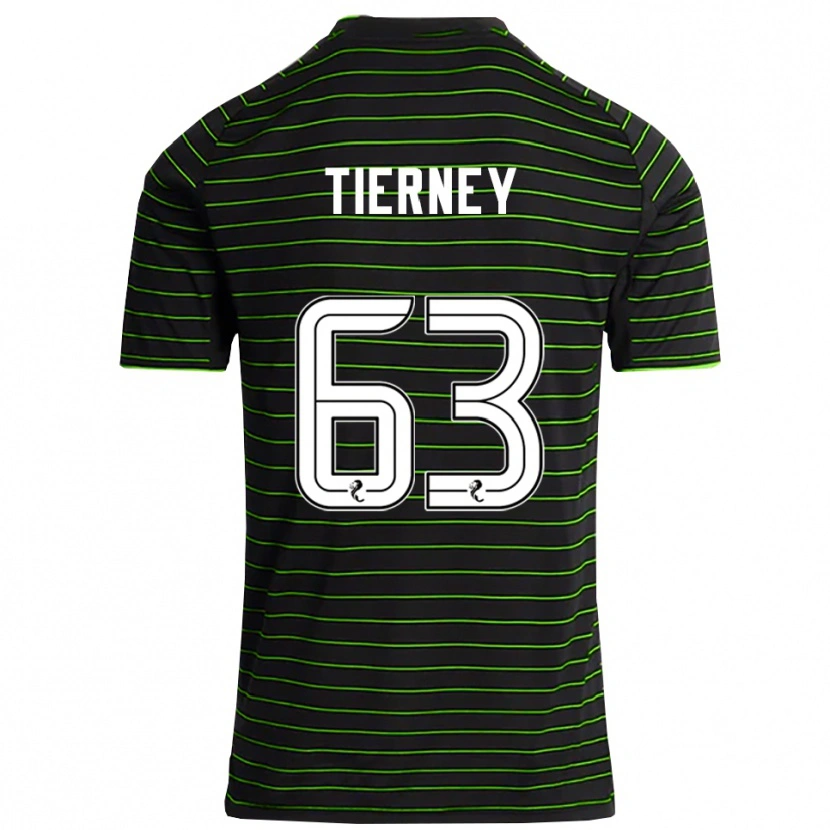Danxen Kinder Kieran Tierney #63 Schwarz Grün Auswärtstrikot Trikot 2025/26 T-Shirt