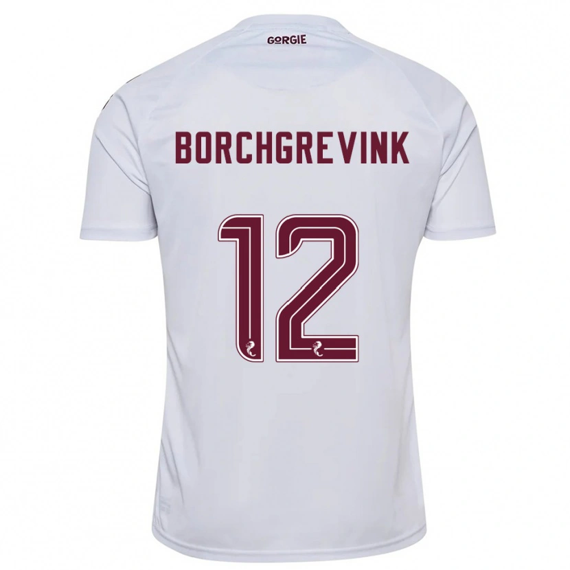 Danxen Kinder Christian Borchgrevink #12 Weiß Burgunderrot Auswärtstrikot Trikot 2025/26 T-Shirt