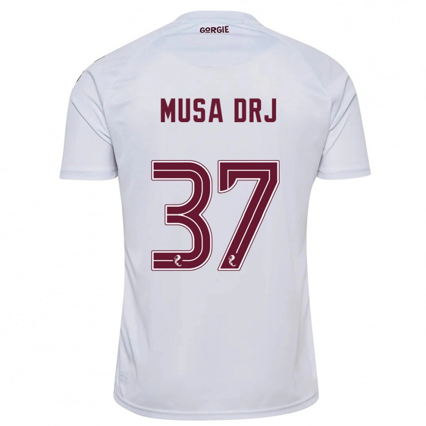 Danxen Kinder Musa Drammeh #37 Weiß Burgunderrot Auswärtstrikot Trikot 2025/26 T-Shirt
