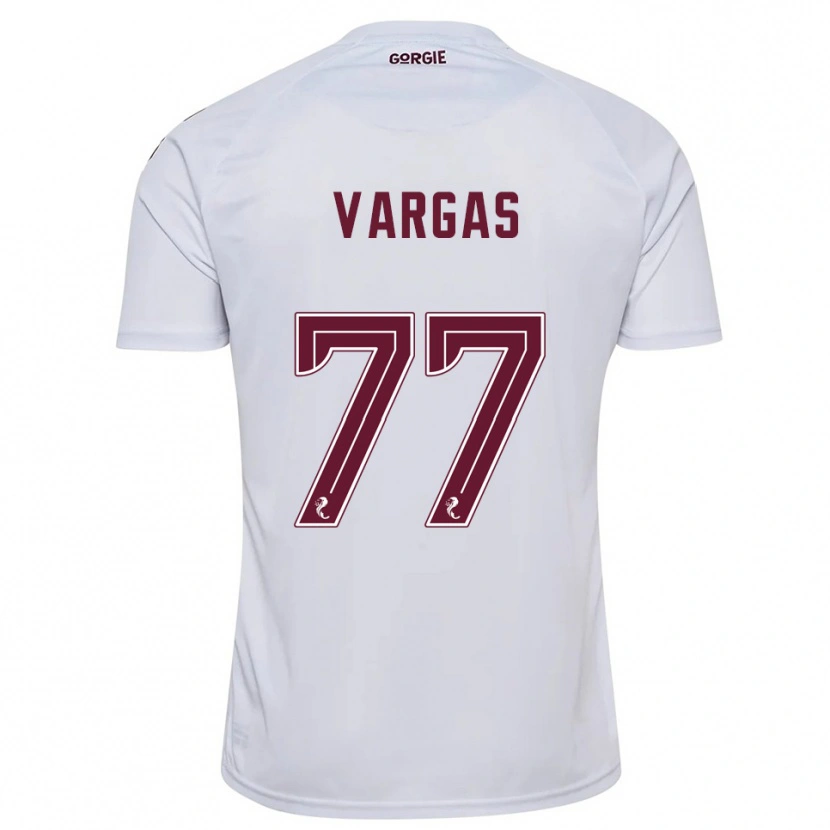 Danxen Kinder Kenneth Vargas #77 Weiß Burgunderrot Auswärtstrikot Trikot 2025/26 T-Shirt