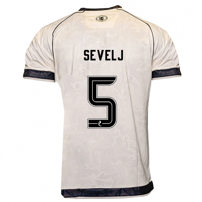 Danxen Kinder Vicko Sevelj #5 Weiß Schwarz Auswärtstrikot Trikot 2025/26 T-Shirt