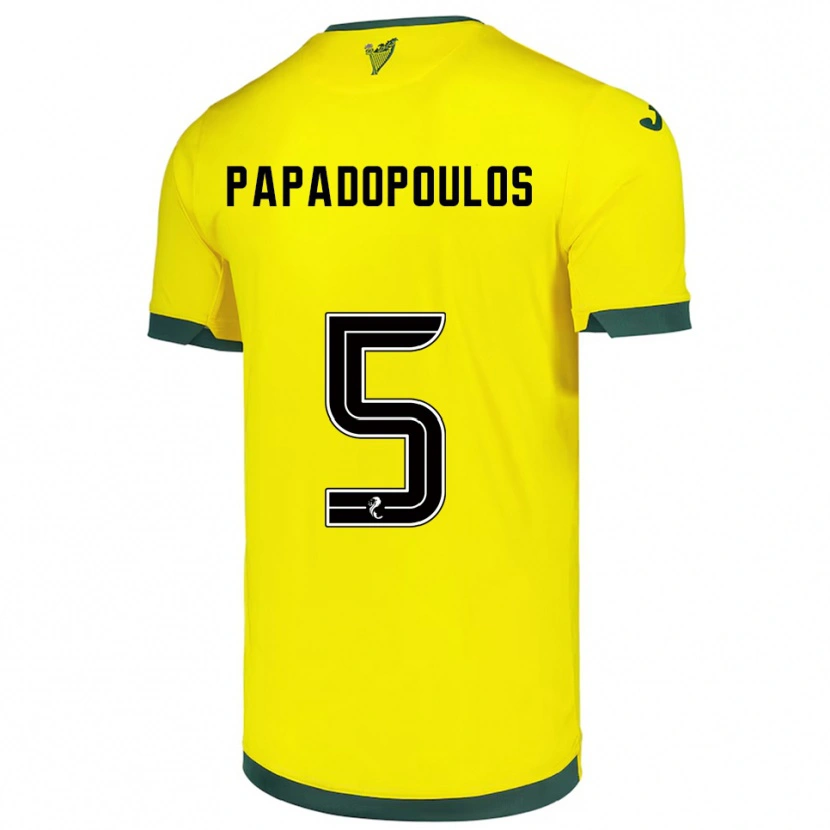 Danxen Kinder Stacey Papadopoulos #5 Gelb Grün Auswärtstrikot Trikot 2025/26 T-Shirt