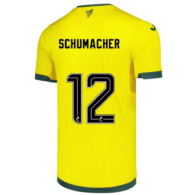 Danxen Kinder Noa Schumacher #12 Gelb Grün Auswärtstrikot Trikot 2025/26 T-Shirt