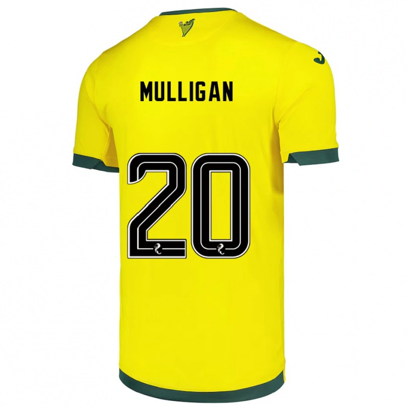 Danxen Kinder Josh Mulligan #20 Gelb Grün Auswärtstrikot Trikot 2025/26 T-Shirt