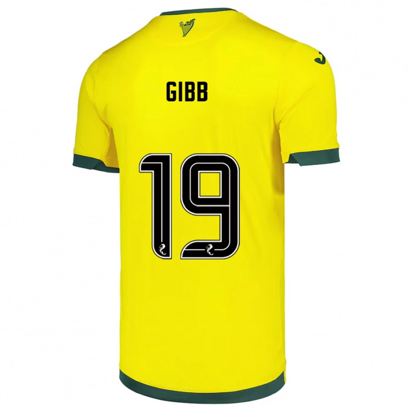 Danxen Kinder Caley Gibb #19 Gelb Grün Auswärtstrikot Trikot 2025/26 T-Shirt