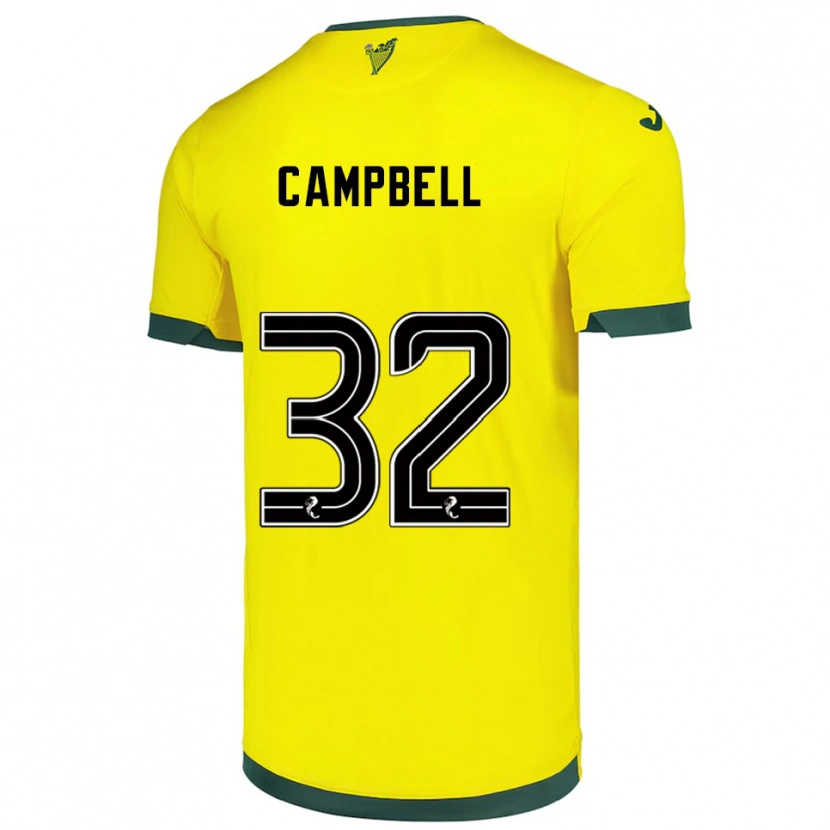 Danxen Kinder Josh Campbell #32 Gelb Grün Auswärtstrikot Trikot 2025/26 T-Shirt