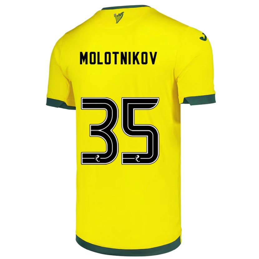 Danxen Kinder Rudi Molotnikov #35 Gelb Grün Auswärtstrikot Trikot 2025/26 T-Shirt