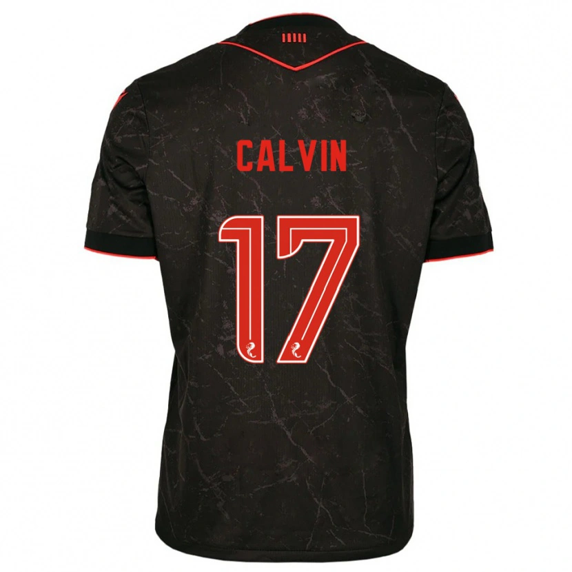 Danxen Kinder Jalmaro Calvin #17 Schwarz Rot Auswärtstrikot Trikot 2025/26 T-Shirt