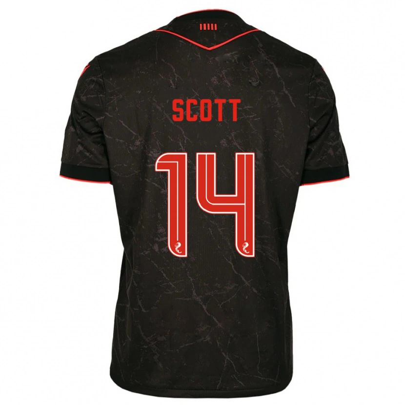Danxen Kinder James Scott #14 Schwarz Rot Auswärtstrikot Trikot 2025/26 T-Shirt