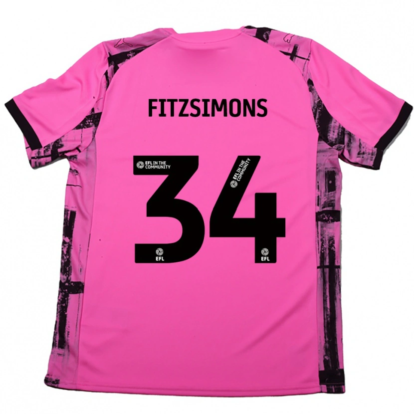 Danxen Herren Ross Fitzsimons #34 Rosenrot Schwarz Auswärtstrikot Trikot 2025/26 T-Shirt
