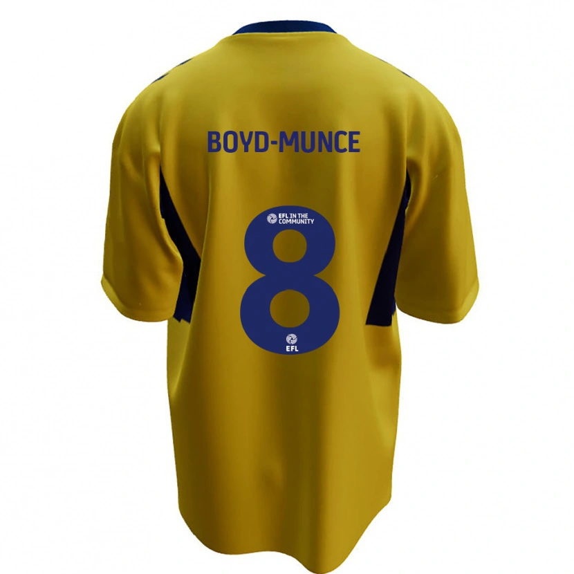 Danxen Herren Caolan Boyd-Munce #8 Gelb Blau Auswärtstrikot Trikot 2025/26 T-Shirt
