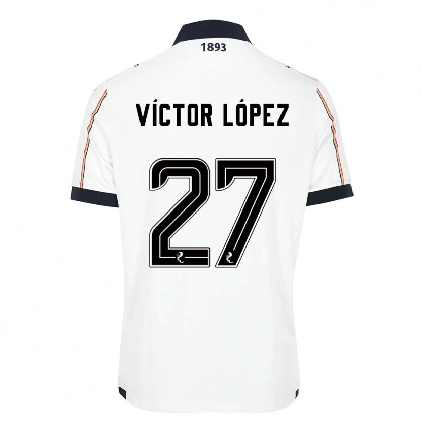 Danxen Herren Víctor López #27 Weiß Marine Rot Auswärtstrikot Trikot 2025/26 T-Shirt