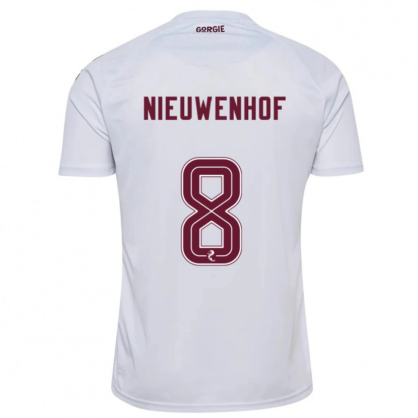 Danxen Damen Calem Nieuwenhof #8 Weiß Burgunderrot Auswärtstrikot Trikot 2025/26 T-Shirt
