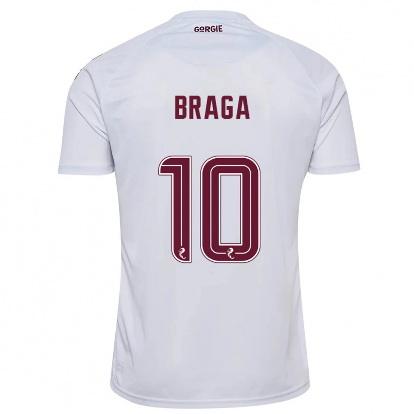 Danxen Damen Cláudio Braga #10 Weiß Burgunderrot Auswärtstrikot Trikot 2025/26 T-Shirt