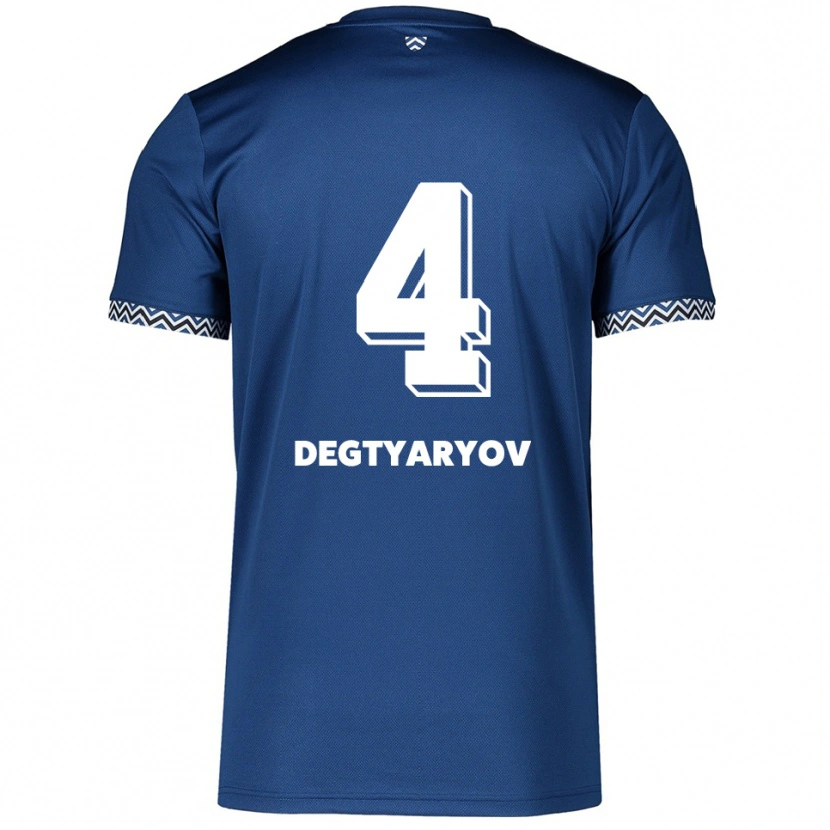 Danxen Kinder Volodymyr Degtyaryov #4 Marineblau Weiß Heimtrikot Trikot 2025/26 T-Shirt