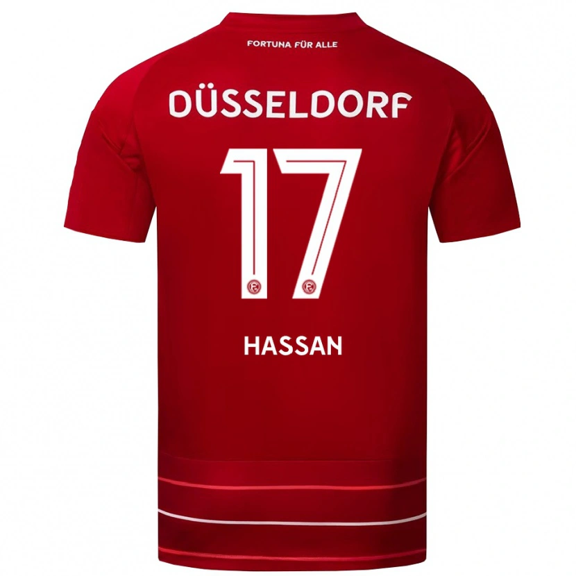 Danxen Kinder Ahmad Hassan #17 Rot Weiß Heimtrikot Trikot 2025/26 T-Shirt