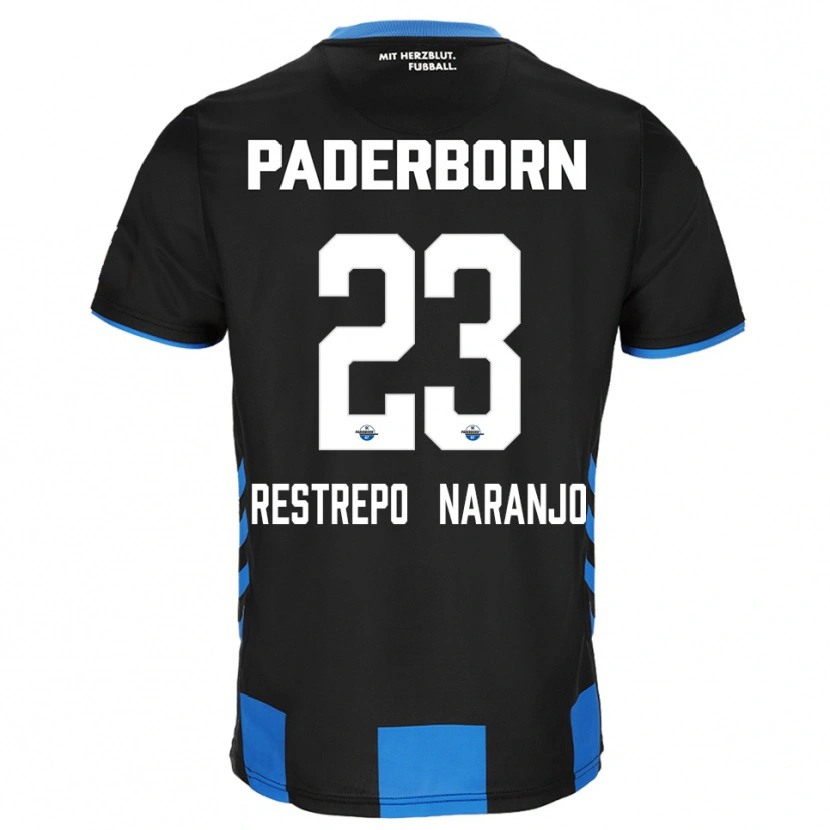 Danxen Kinder Pedro Restrepo Naranjo #23 Schwarz Blau Heimtrikot Trikot 2025/26 T-Shirt