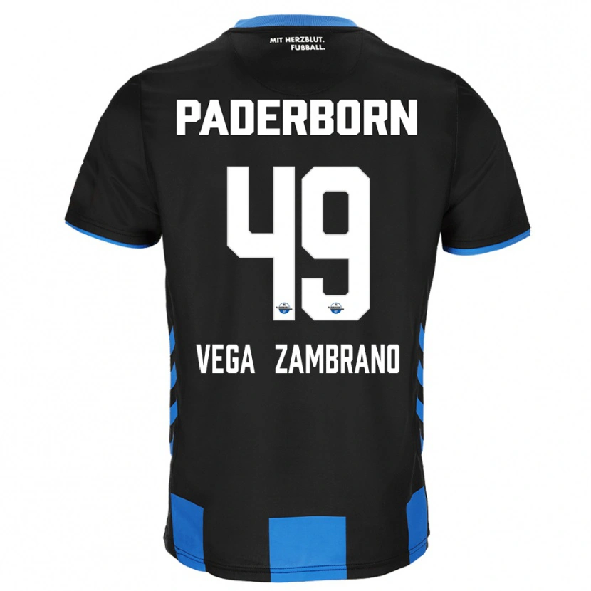 Danxen Kinder Joel Vega Zambrano #49 Schwarz Blau Heimtrikot Trikot 2025/26 T-Shirt
