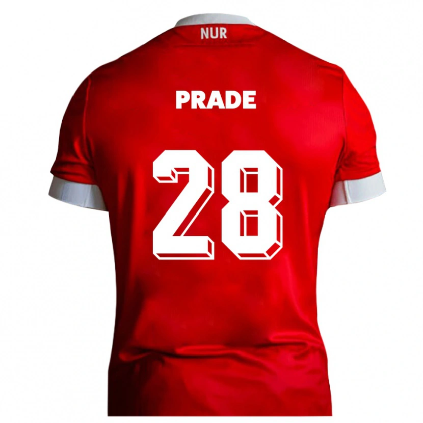 Danxen Kinder Adrian Prade #28 Rot Weiß Heimtrikot Trikot 2025/26 T-Shirt