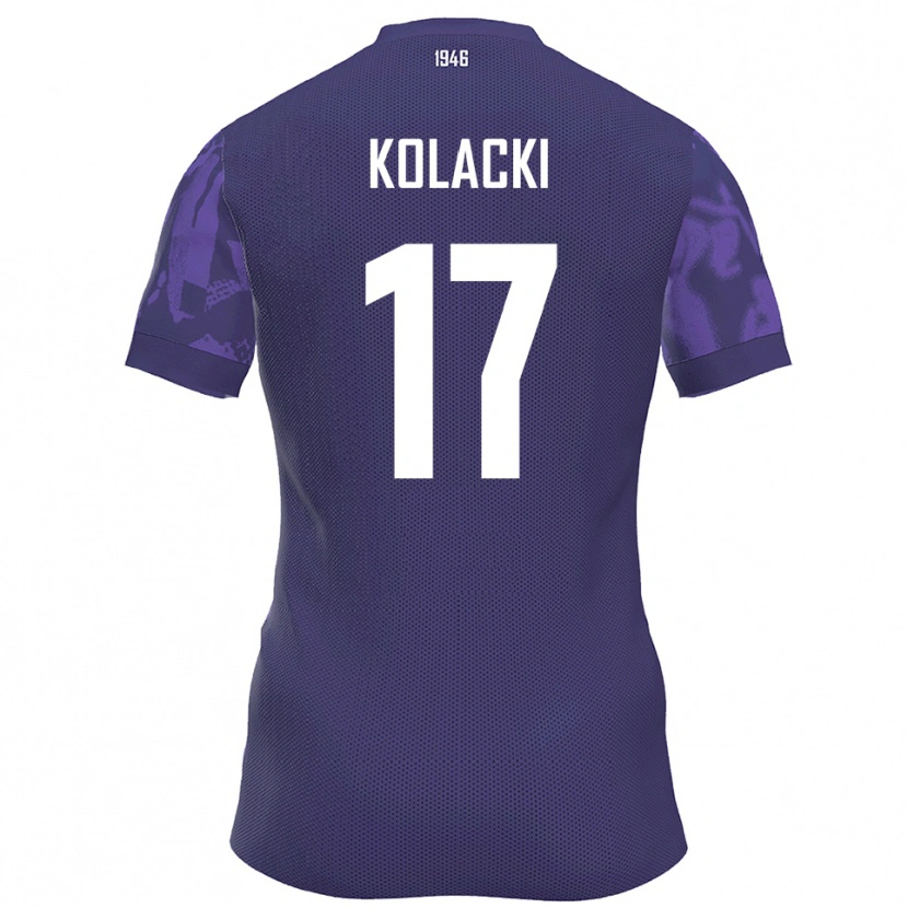 Danxen Kinder Dawid Kolacki #17 Lila Weiß Heimtrikot Trikot 2025/26 T-Shirt