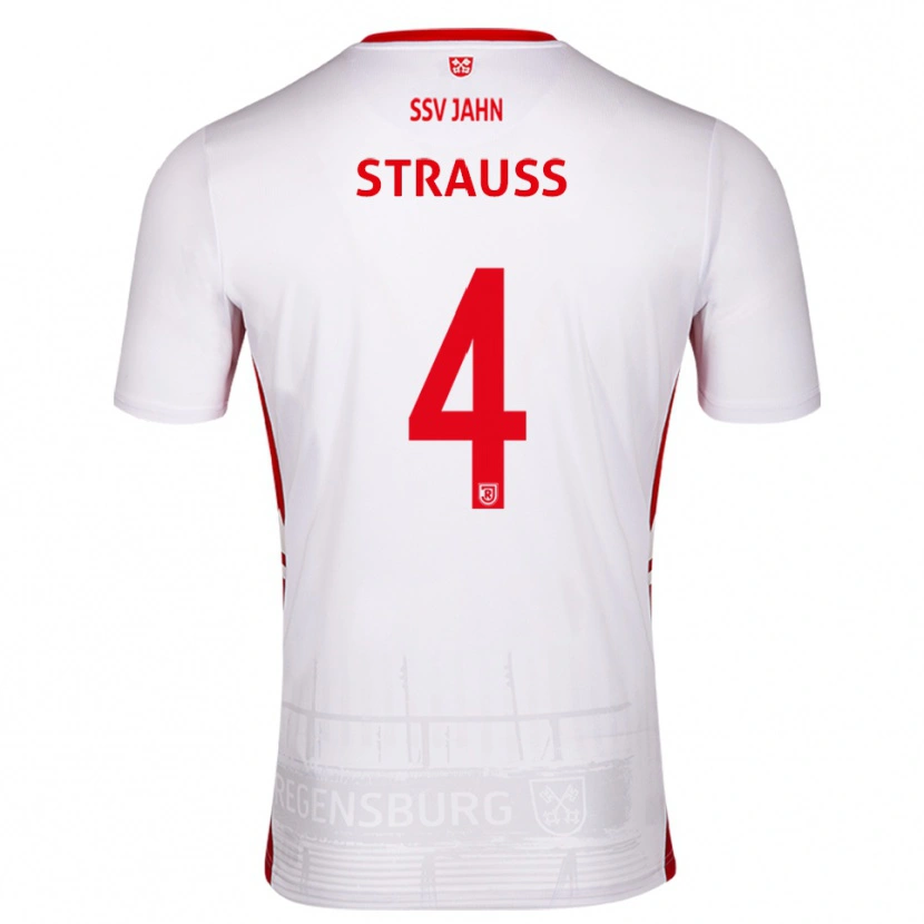 Danxen Kinder Felix Strauss #4 Weiß Rot Heimtrikot Trikot 2025/26 T-Shirt