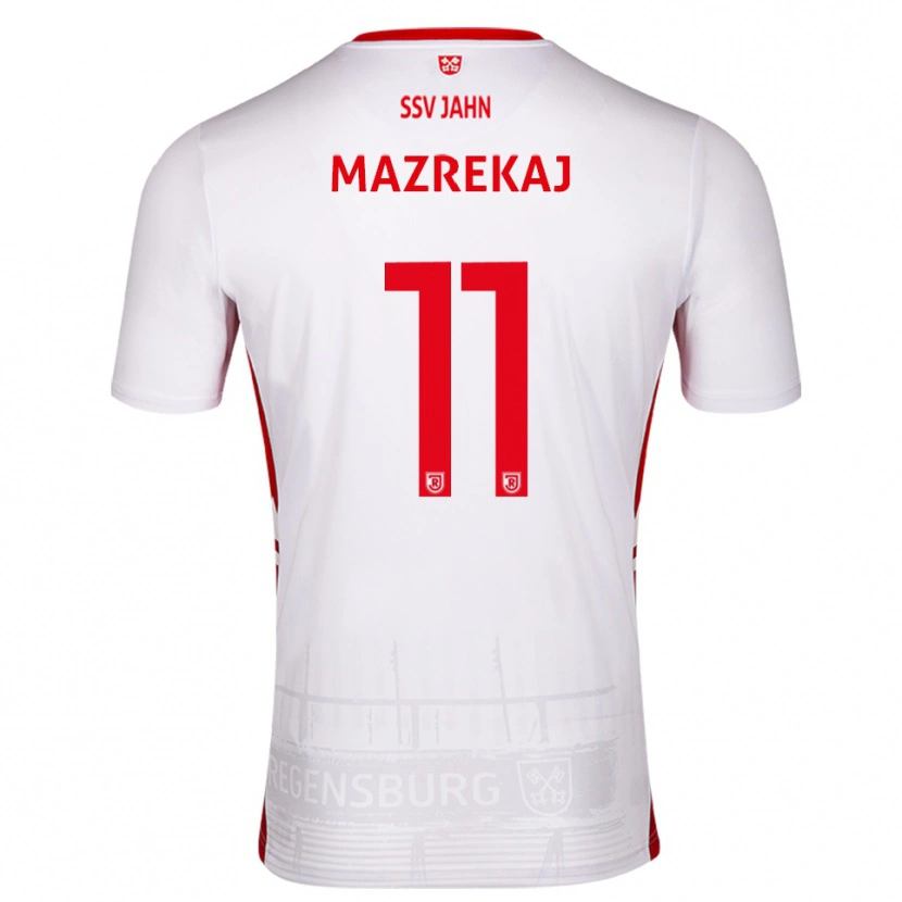 Danxen Kinder Abaz Mazrekaj #11 Weiß Rot Heimtrikot Trikot 2025/26 T-Shirt