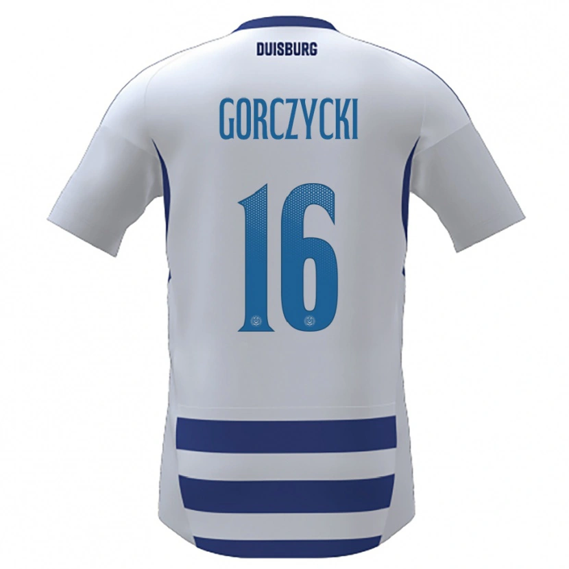 Danxen Kinder Adrian Gorczycki #16 Weiß Blau Heimtrikot Trikot 2025/26 T-Shirt