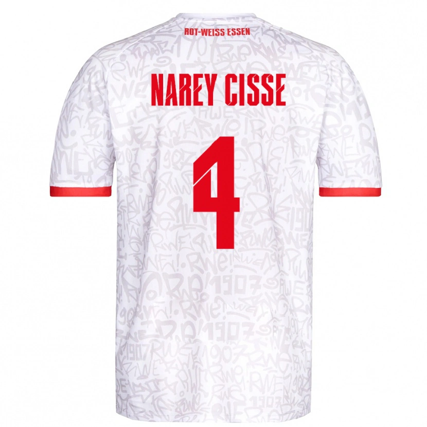 Danxen Kinder Ibrahim Narey Cisse #4 Weiß Rot Heimtrikot Trikot 2025/26 T-Shirt