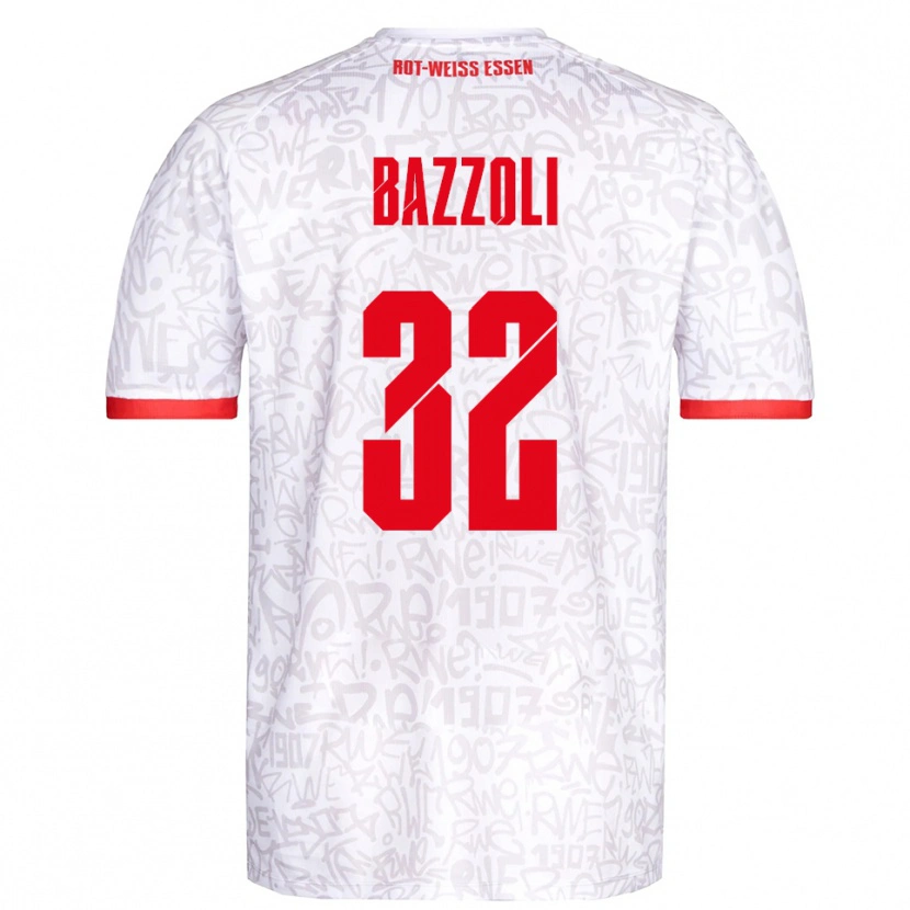 Danxen Kinder Luca Bazzoli #32 Weiß Rot Heimtrikot Trikot 2025/26 T-Shirt