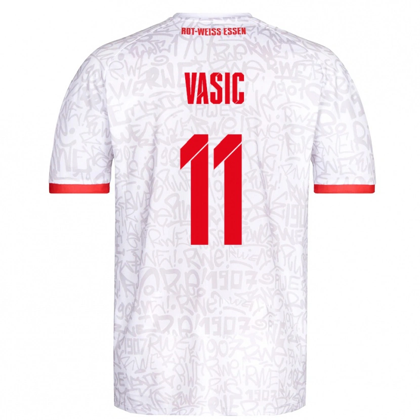 Danxen Kinder Fadih Vasic #11 Weiß Rot Heimtrikot Trikot 2025/26 T-Shirt