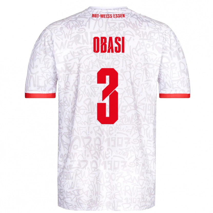 Danxen Kinder Carrick Obasi #3 Weiß Rot Heimtrikot Trikot 2025/26 T-Shirt
