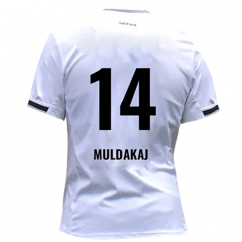 Danxen Kinder Ardit Muldakaj #14 Weiß Rot Heimtrikot Trikot 2025/26 T-Shirt