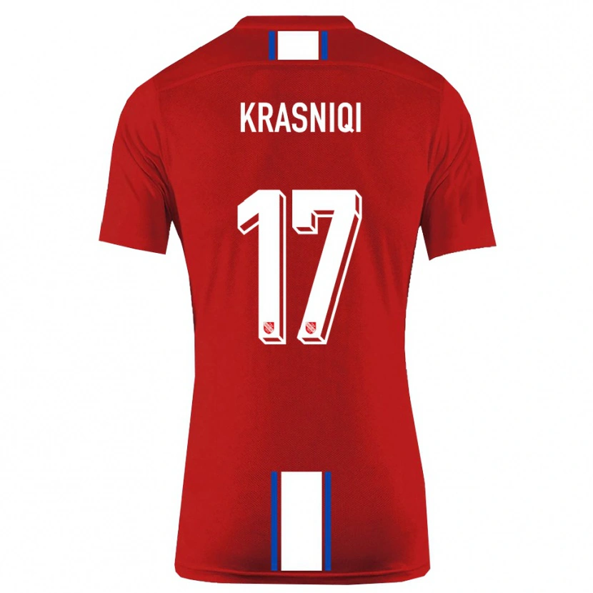Danxen Kinder Ermal Krasniqi #17 Rot Weiß Heimtrikot Trikot 2025/26 T-Shirt