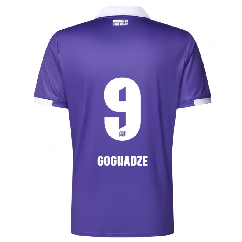 Danxen Kinder Nikky Goguadze #9 Lila Weiß Heimtrikot Trikot 2025/26 T-Shirt