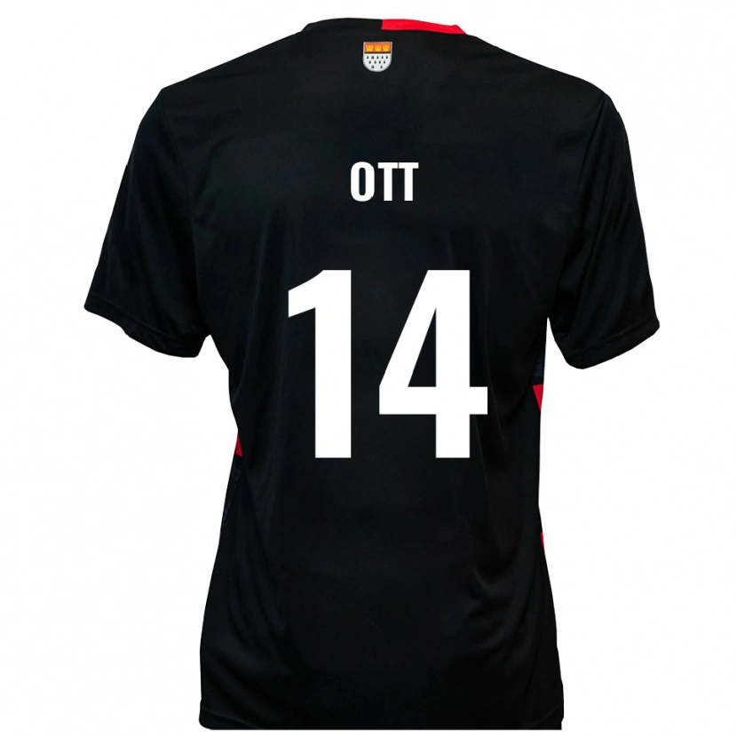 Danxen Kinder Raphael Ott #14 Schwarz Rot Heimtrikot Trikot 2025/26 T-Shirt