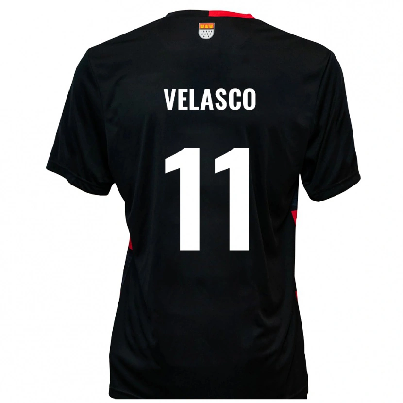 Danxen Kinder Robin Velasco #11 Schwarz Rot Heimtrikot Trikot 2025/26 T-Shirt
