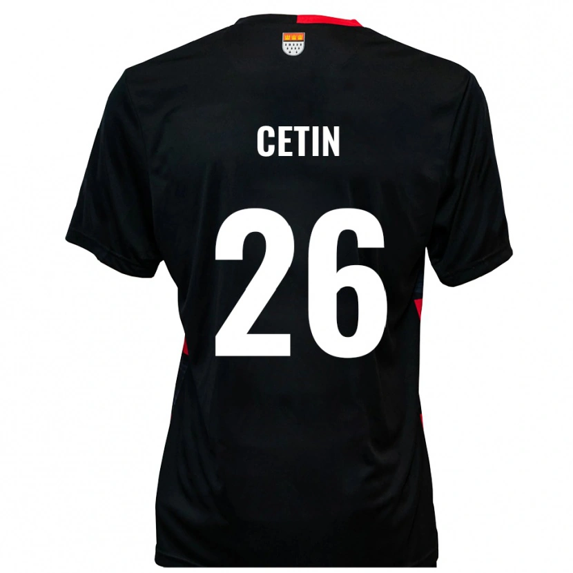 Danxen Kinder Serkan Cetin #26 Schwarz Rot Heimtrikot Trikot 2025/26 T-Shirt