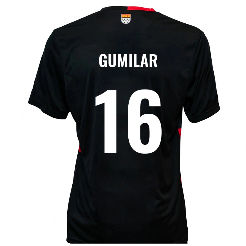 Danxen Kinder Jonas Gumilar #16 Schwarz Rot Heimtrikot Trikot 2025/26 T-Shirt
