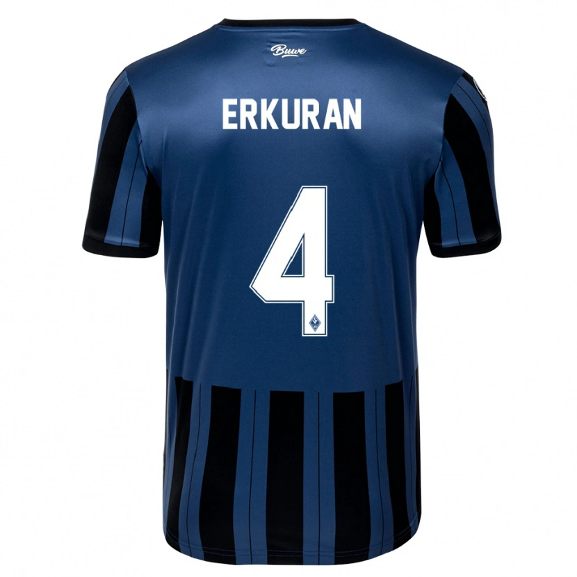 Danxen Kinder Emirhan Erkuran #4 Blau Grau Schwarz Heimtrikot Trikot 2025/26 T-Shirt