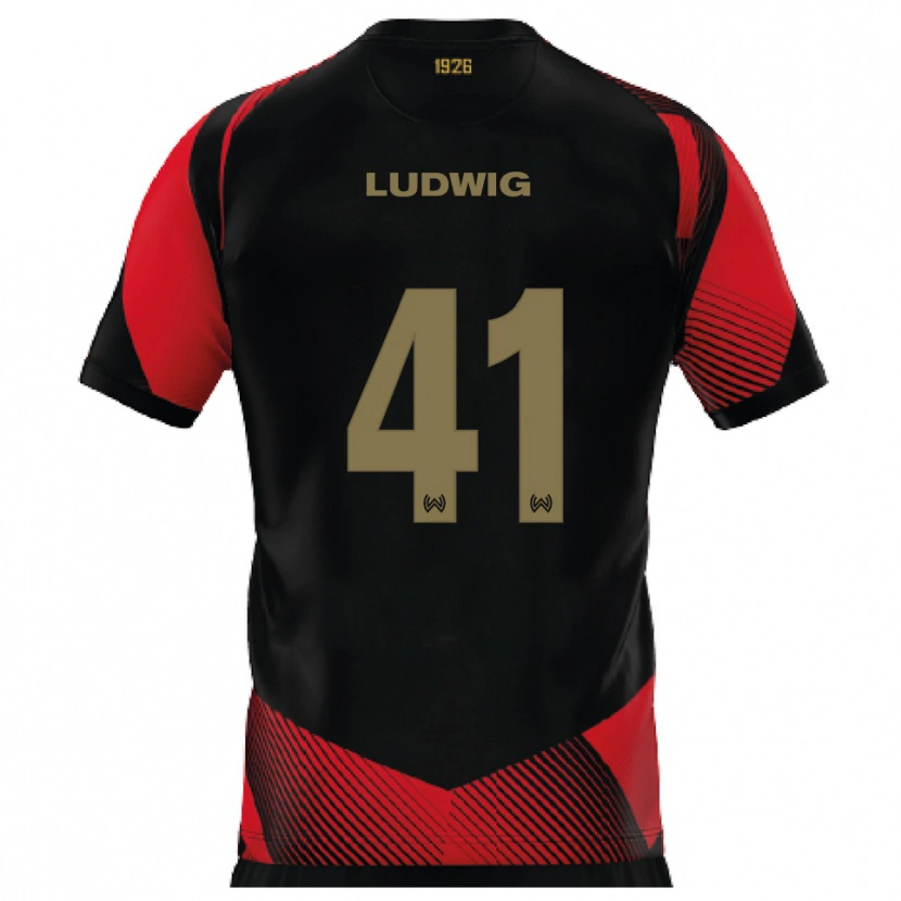Danxen Kinder Finn Ludwig #41 Schwarz Rot Heimtrikot Trikot 2025/26 T-Shirt