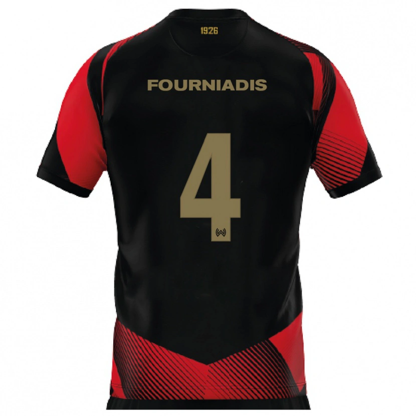 Danxen Kinder Linos Fourniadis #4 Schwarz Rot Heimtrikot Trikot 2025/26 T-Shirt