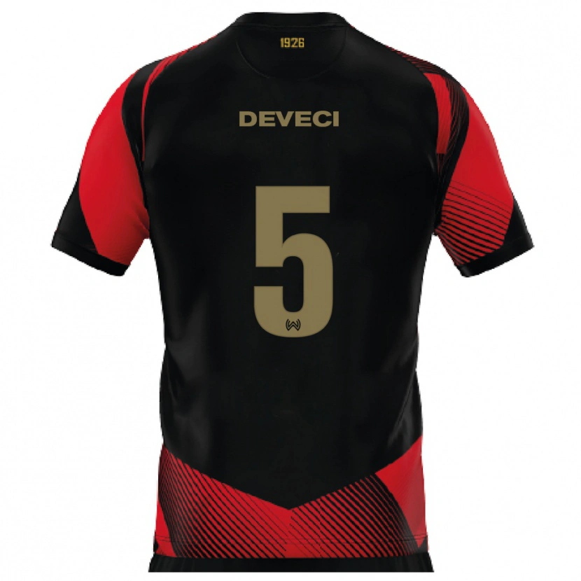 Danxen Kinder Hüseyin Deveci #5 Schwarz Rot Heimtrikot Trikot 2025/26 T-Shirt