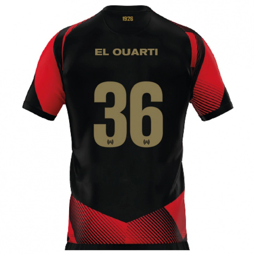 Danxen Kinder Nassim El Ouarti #36 Schwarz Rot Heimtrikot Trikot 2025/26 T-Shirt