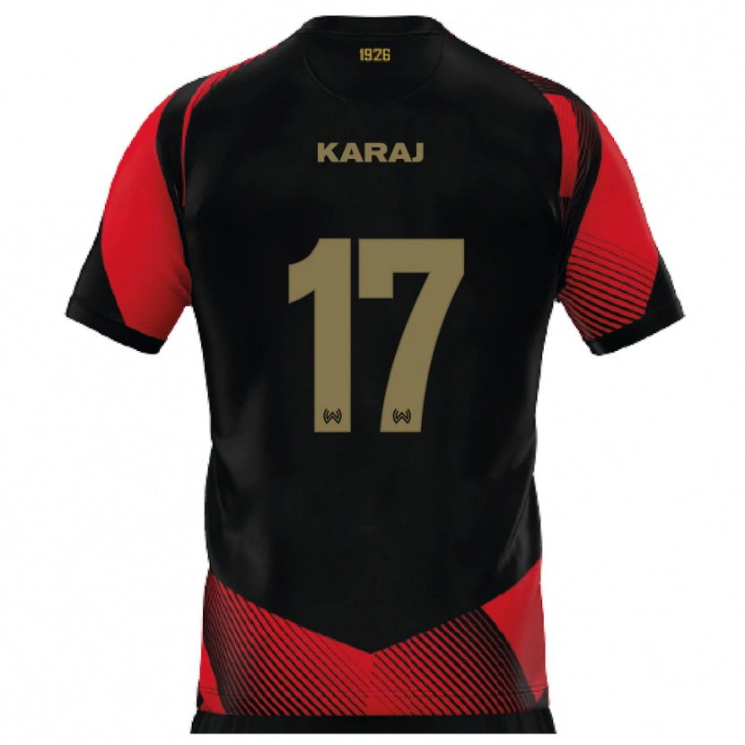 Danxen Kinder Eraldo Karaj #17 Schwarz Rot Heimtrikot Trikot 2025/26 T-Shirt
