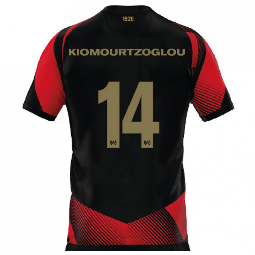 Danxen Kinder Orestis Kiomourtzoglou #14 Schwarz Rot Heimtrikot Trikot 2025/26 T-Shirt