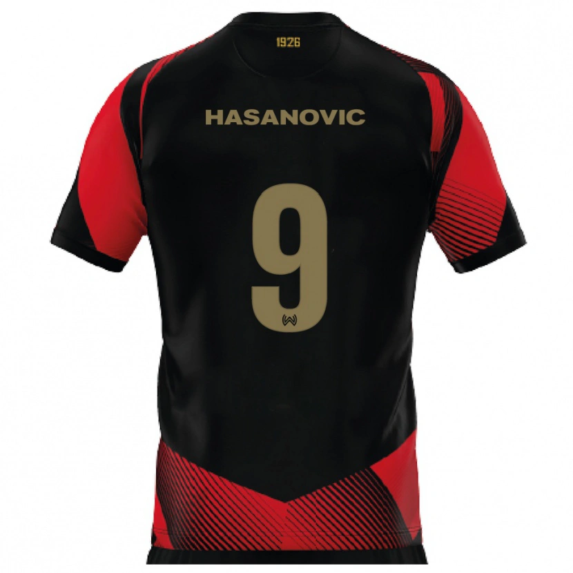 Danxen Kinder Karim Hasanovic #9 Schwarz Rot Heimtrikot Trikot 2025/26 T-Shirt